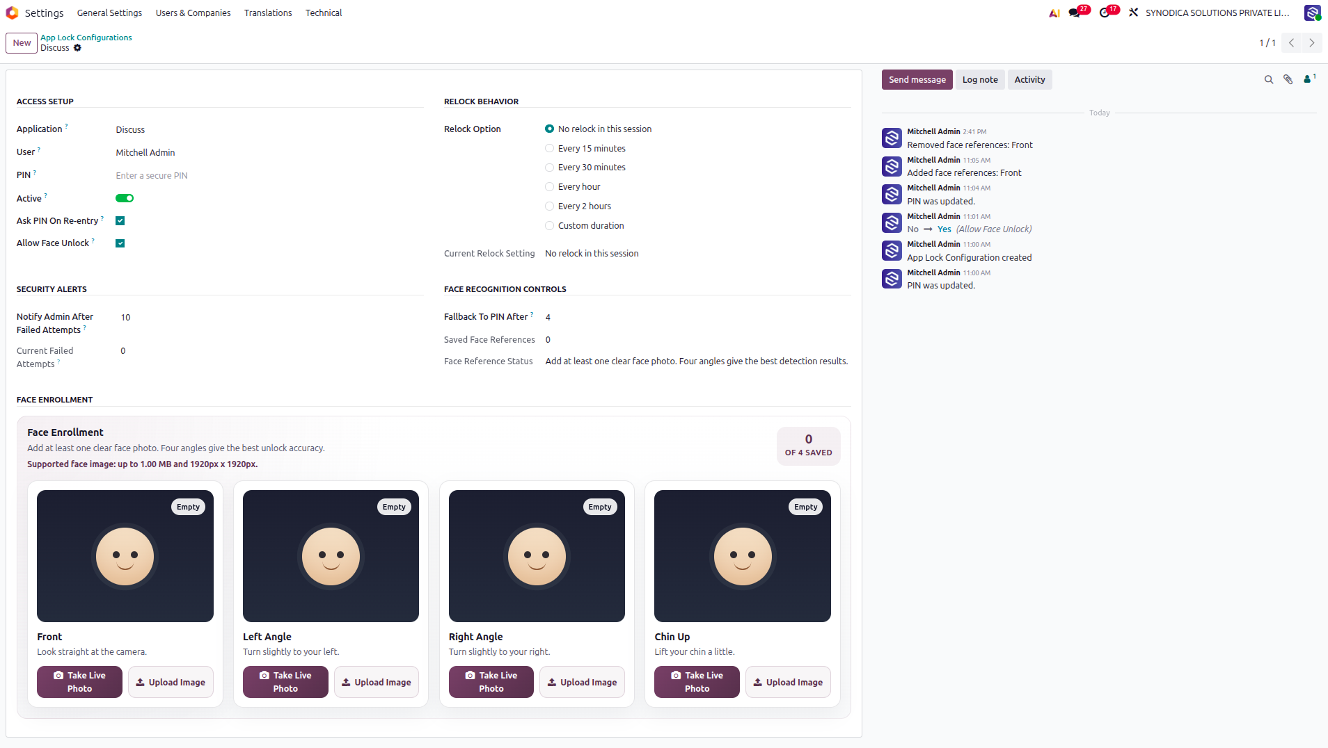App Lock Configuration Form