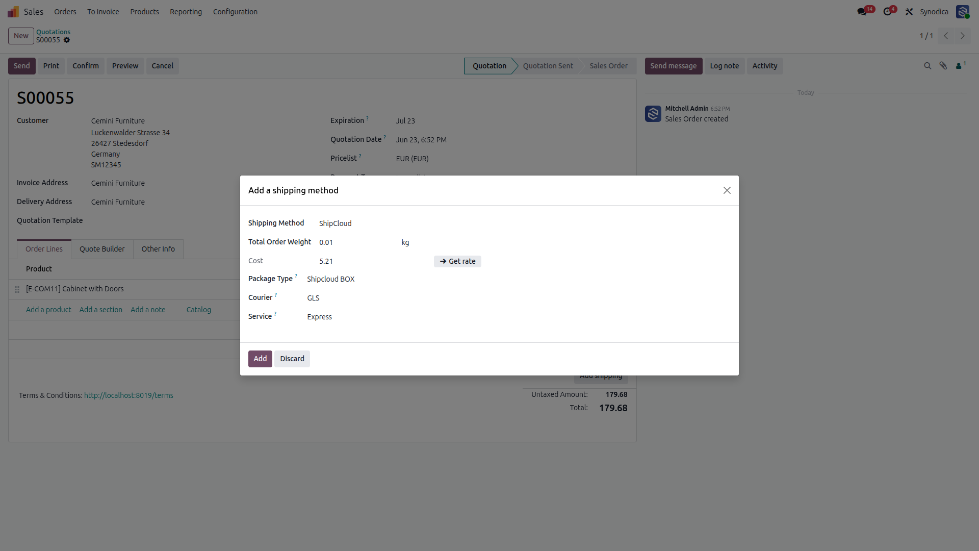 ShipCloud Shipping Couriers And Services Selection On Sales Order