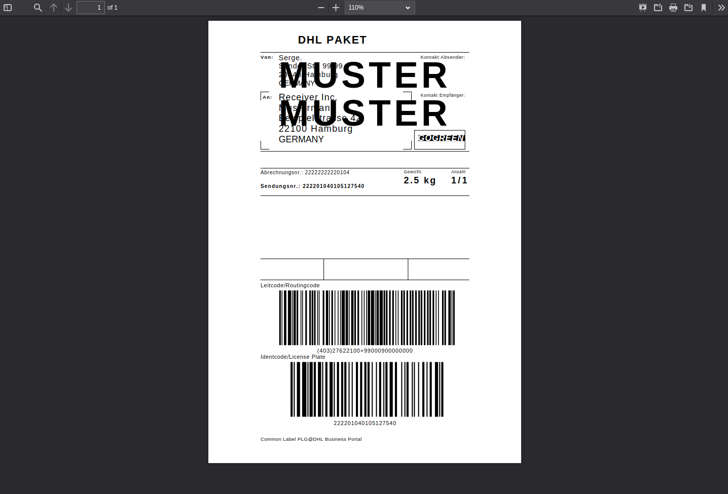 Generate Shipment label