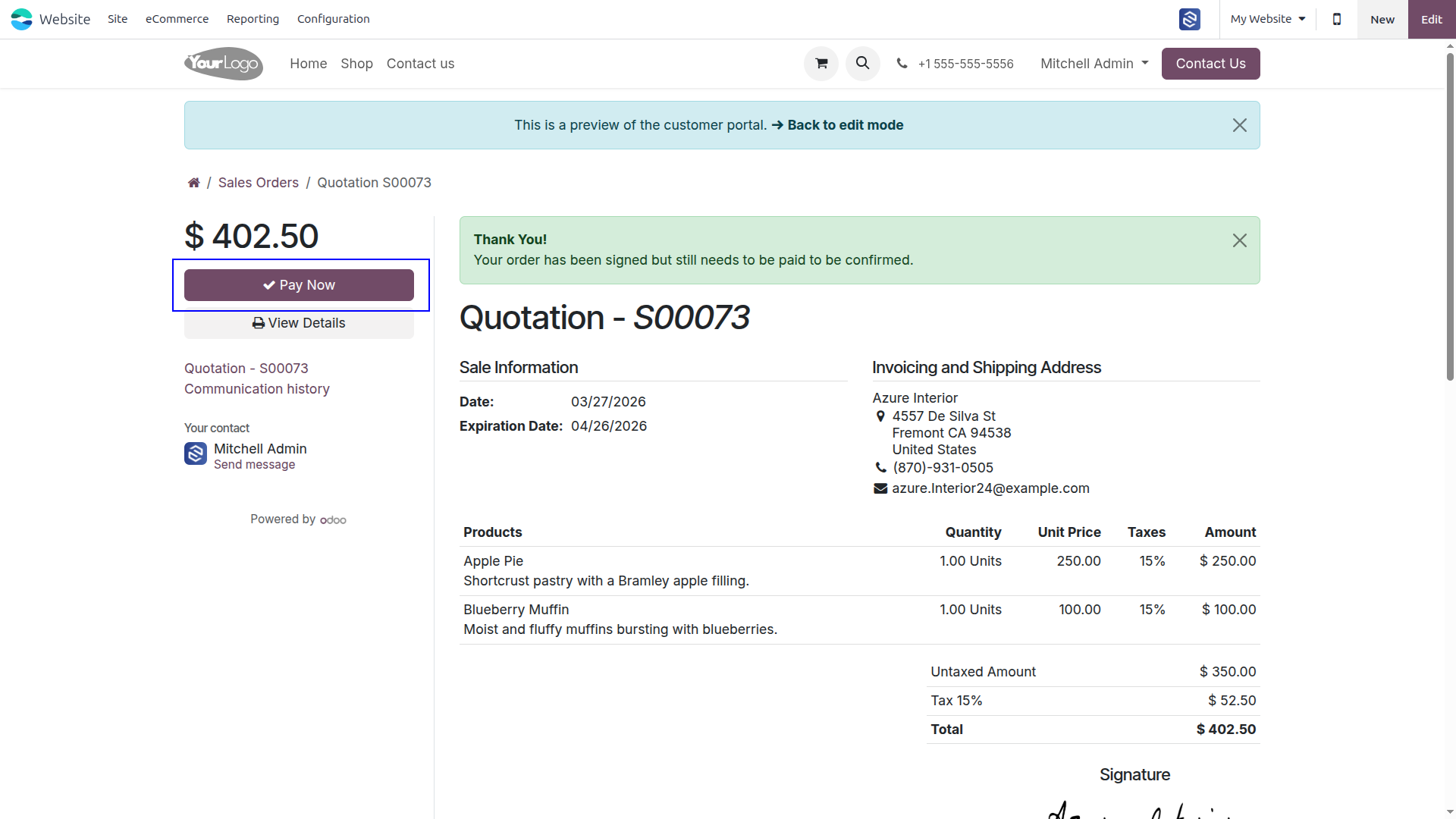 eCommerce Checkout Widget