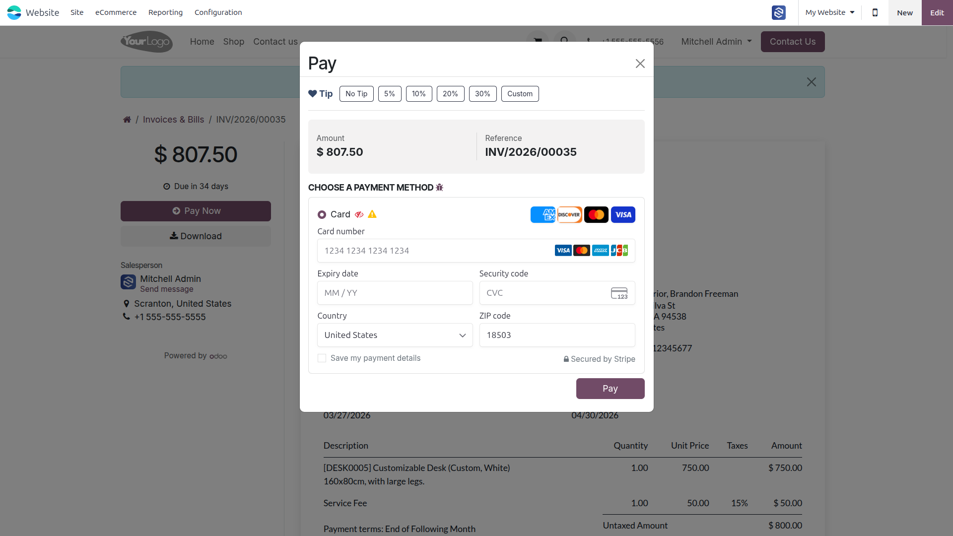 Service Fee Category
