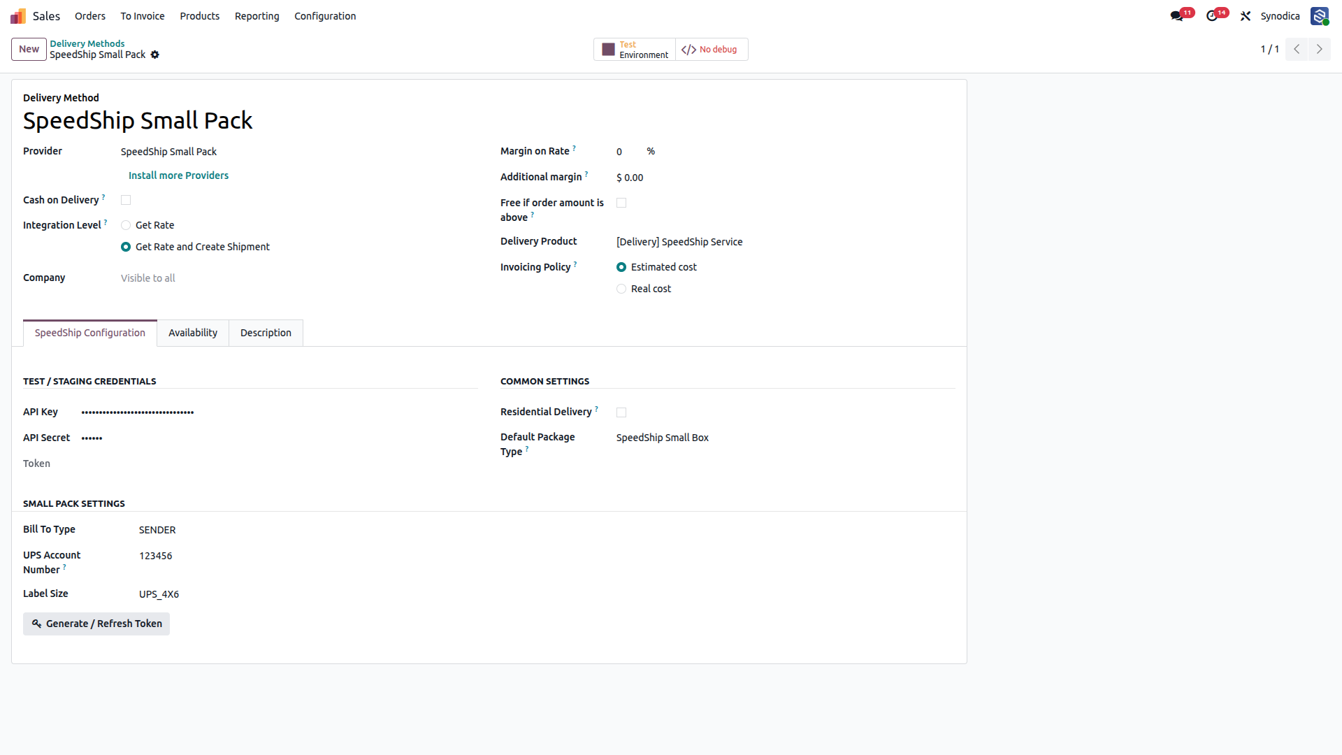 Configuration SpeedShip SmallPack Shipping In Odoo