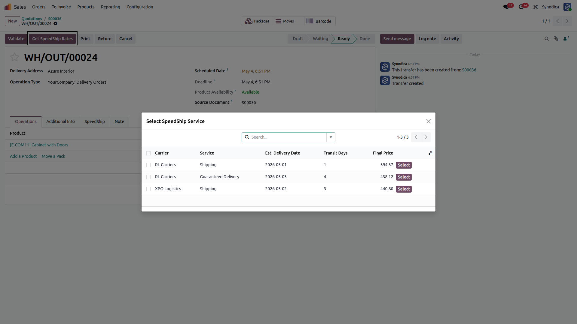 Fetch LTL Rates from Picking