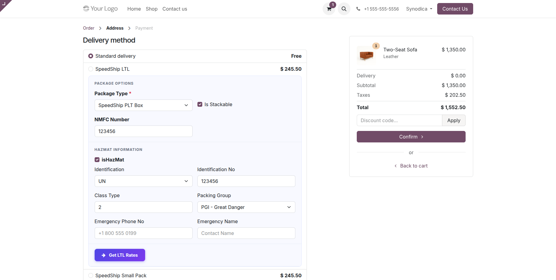 eCommerce Checkout: Package Configuration & HazMat Options For LTL