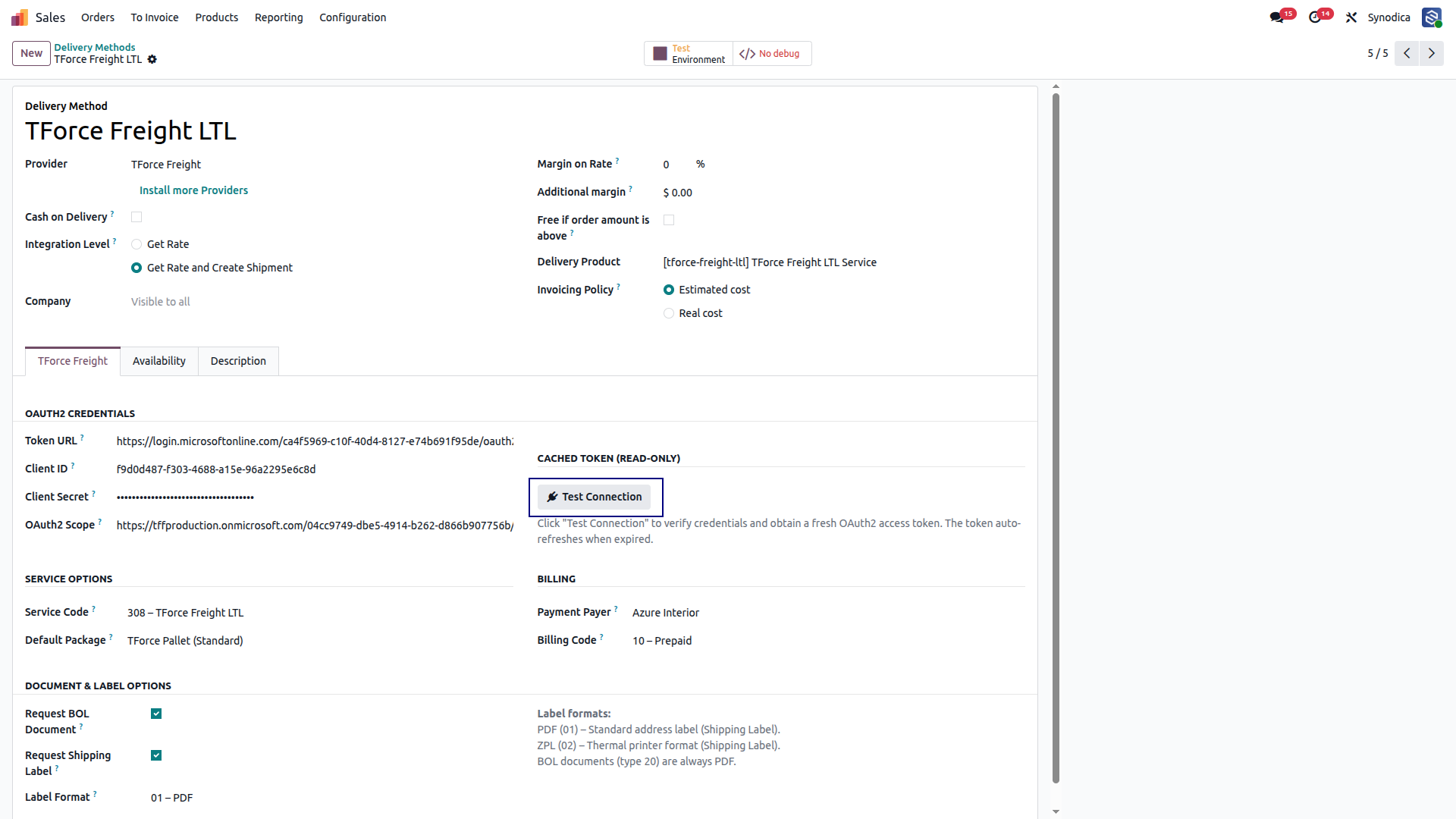 Configuration TForce Freight  Shipping In Odoo