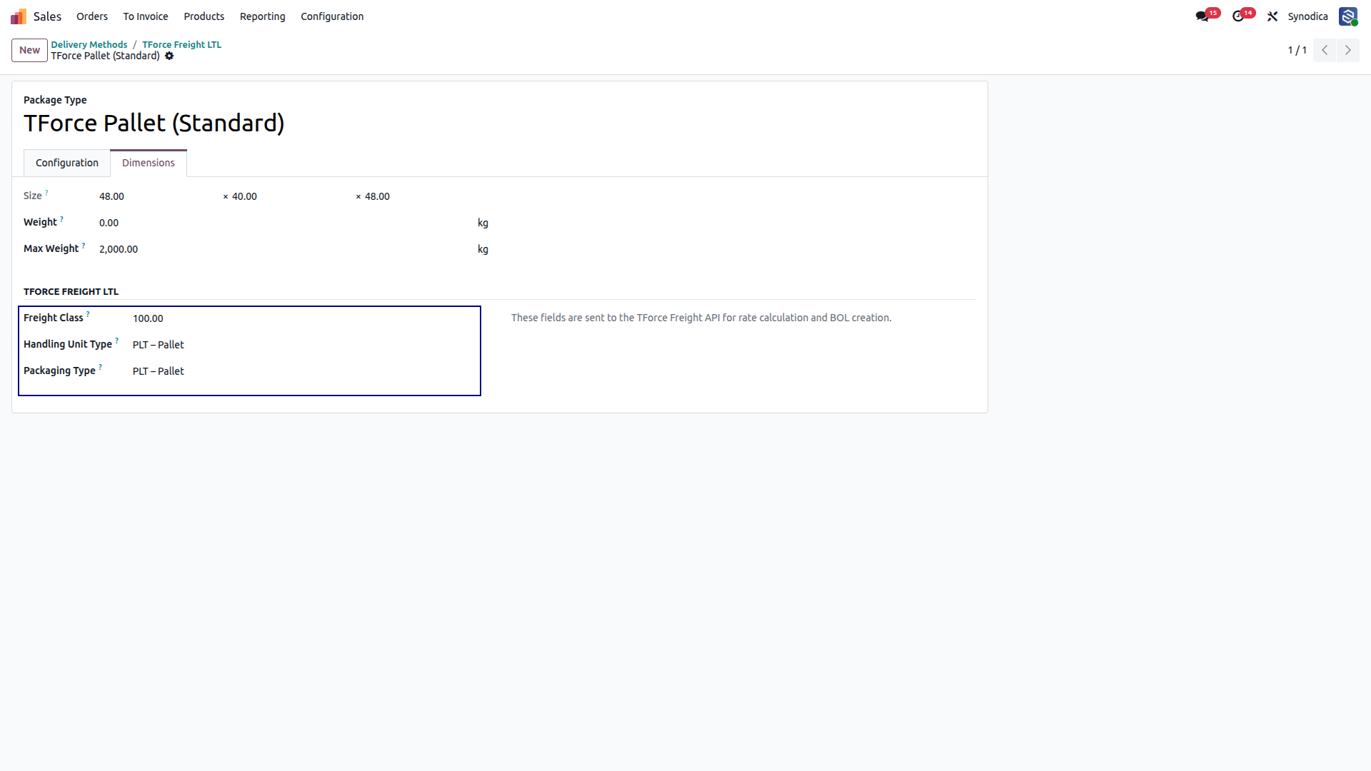 Configuration TForce Freight  Shipping In Odoo