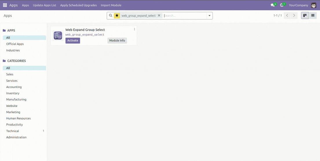 Web Group Expand Select Demonstration